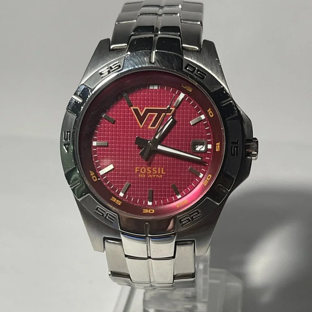 Virginia Tech Hokies NCAA Stainless-Steel Men's Watch by Fossil NEW (RARE)